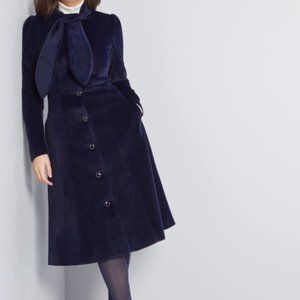 Modcloth - Collectif Brand Tie Neck Velvet Coat